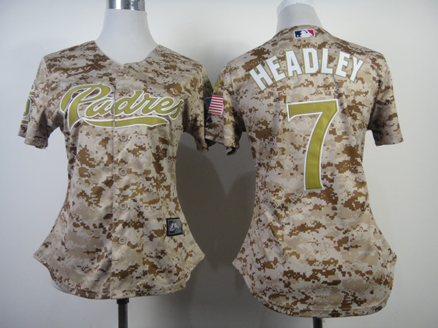 Women San Diego Padres #7 Headley Camo MLB Jerseys->san diego padres->MLB Jersey